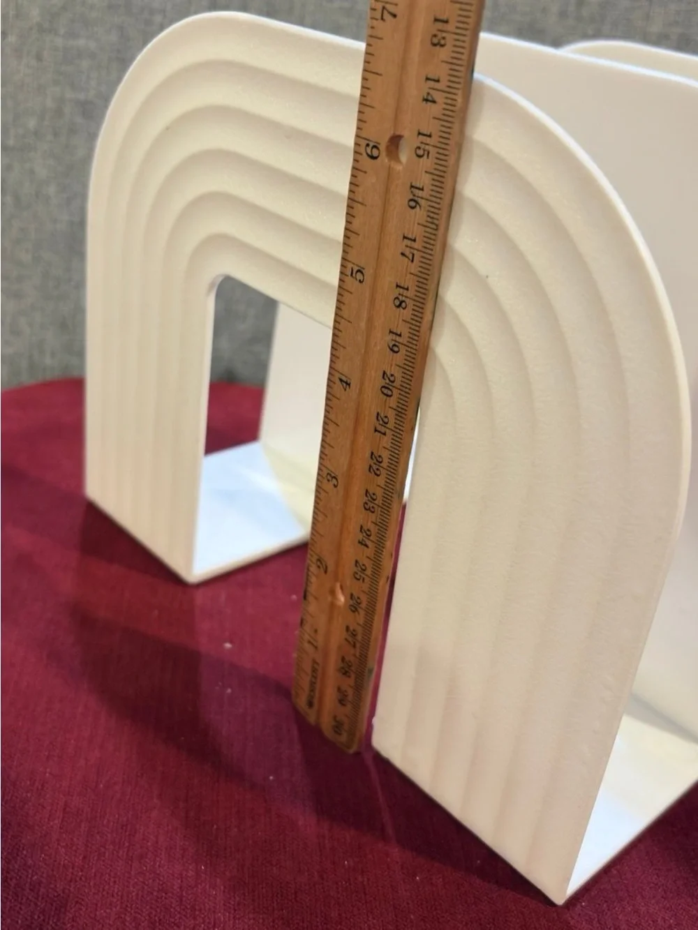 White Modern Arch Acrylic Desktop Book Rack Letter Sorter Organizer-8”x6.5”x6”